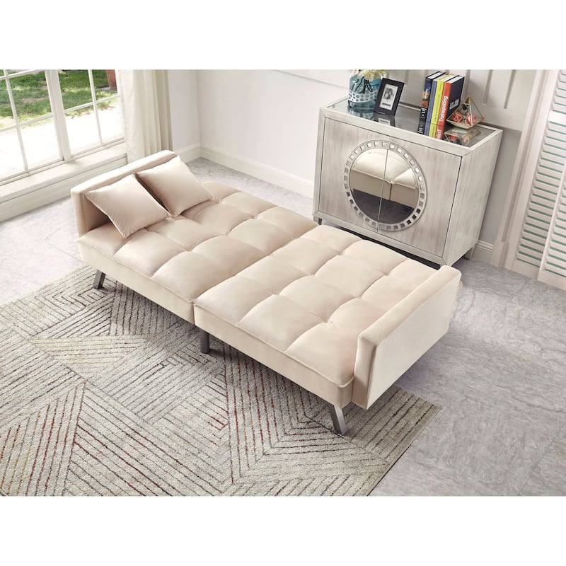 Comfortable Velvet Multi-position Sleeper Sofa Bed