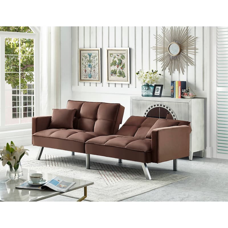 Comfortable Velvet Multi-position Sleeper Sofa Bed