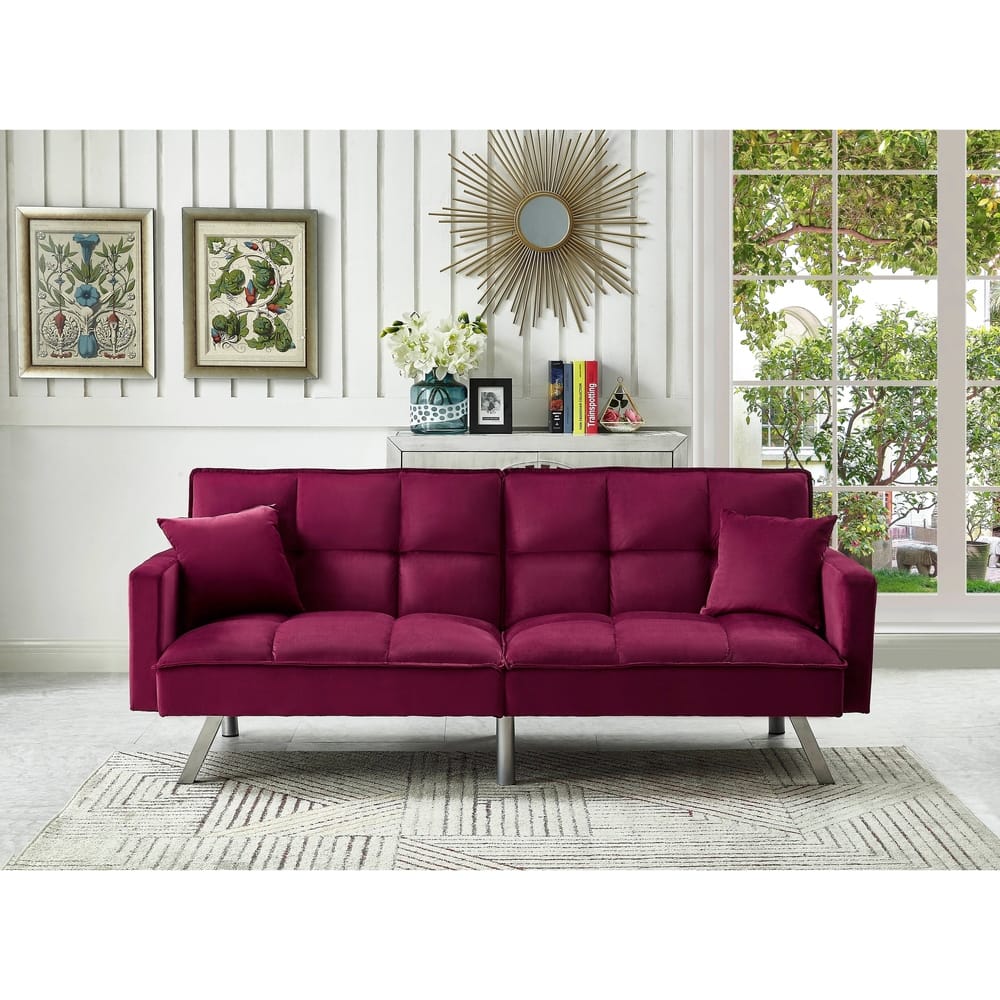 Comfortable Velvet Multi-position Sleeper Sofa Bed