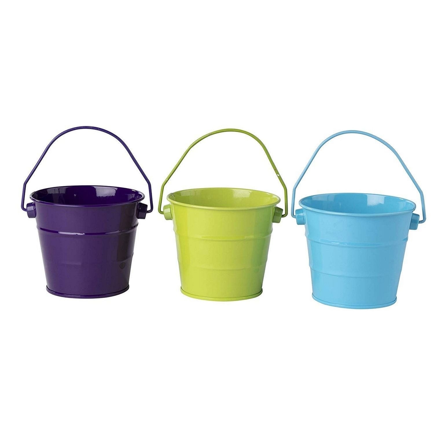 Mini Metal Buckets, Pails with Handles for Party Favors, Easter (6