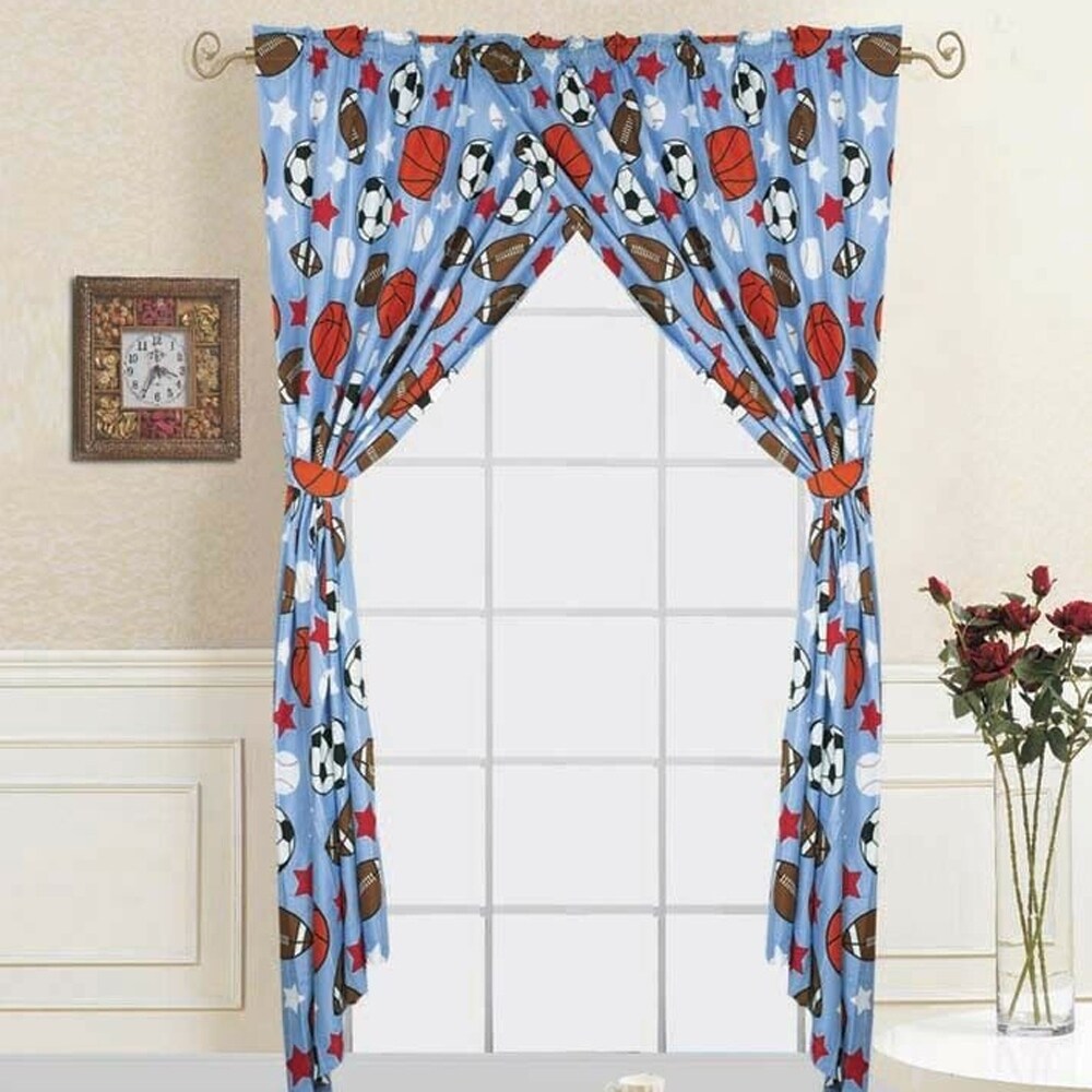 Shop 4pc Kids Teens Window Curtains Tie Backs Game Day 38 X 84
