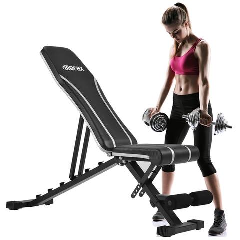 Merax Utility Weight Bench, Adjustable Incline Decline Weight Bench, Exercise Fitness Bench for Body Workout