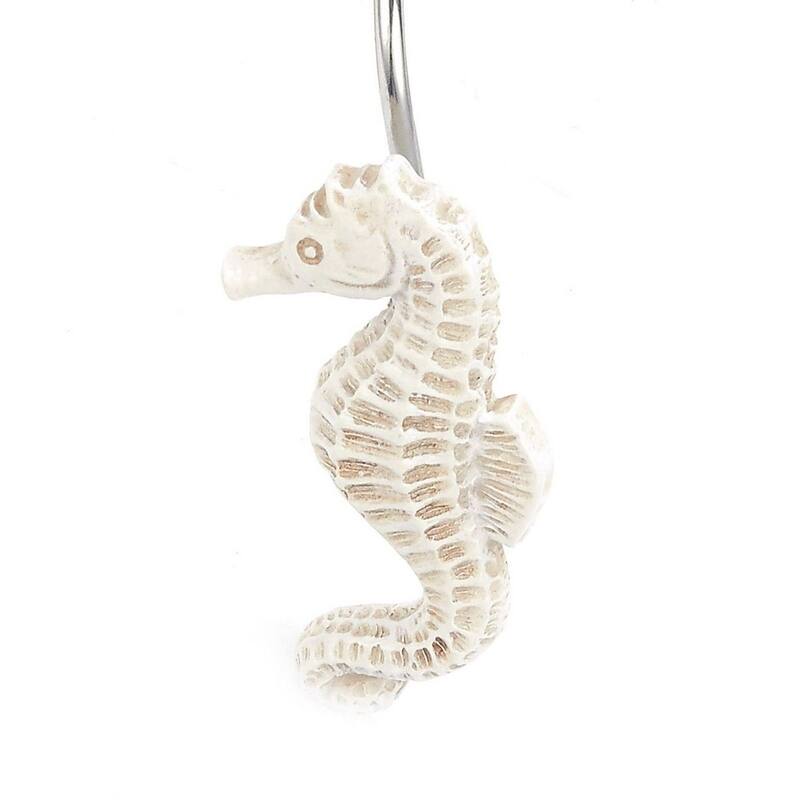 12 Seashell Shower Curtain Hooks Decorative Bath Curtain Ring Ocean Themed White