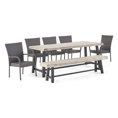 Lyons Outdoor Rustic 8-seater Dining Set by Christopher Knight Home