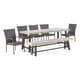 preview thumbnail 22 of 21, Lyons Outdoor Rustic 8-seater Dining Set by Christopher Knight Home Sandblast Light Gray + Black + Gray
