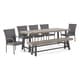 preview thumbnail 21 of 21, Lyons Outdoor Rustic 8-seater Dining Set by Christopher Knight Home Gray Finish + Black + Gray