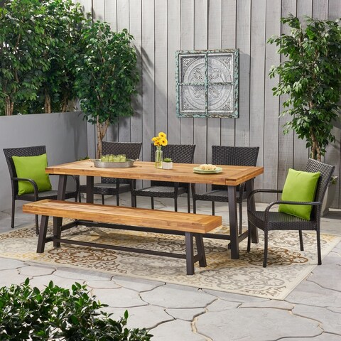 Lyons Outdoor Rustic 8-seater Dining Set by Christopher Knight Home