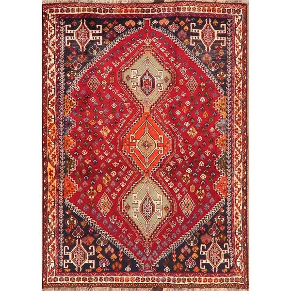 Shop Vintage Geometric Shiraz Nafar Oriental Persian Area Rug Wool Handmade 4 2 X 5 9 On Sale Overstock 30115753