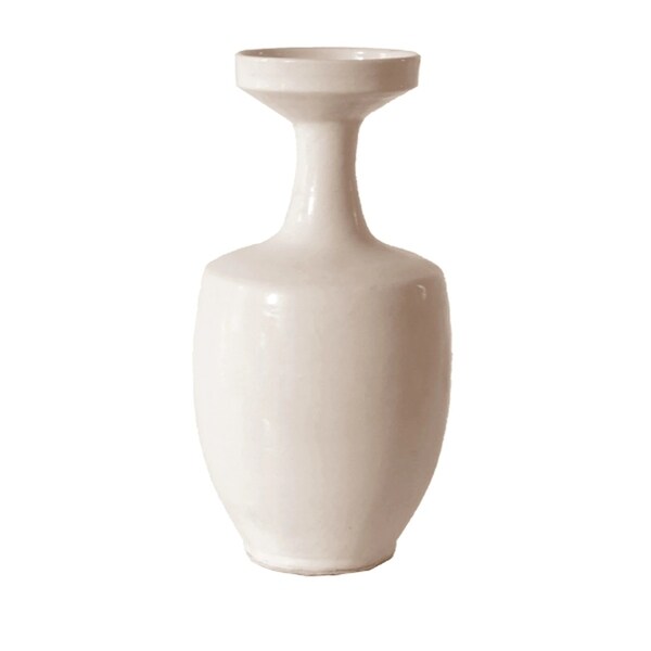 Lily's Living Vintage Ceramic Vase With Large Opening, 17.3 Inch Tall, White - N/A