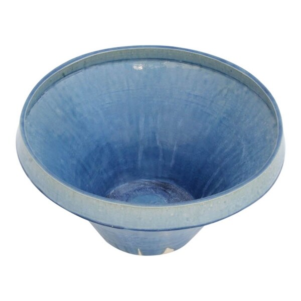 Lily's Living Vintage Style Ceramic Bowl, 7.8 Inch Tall, Antique Blue