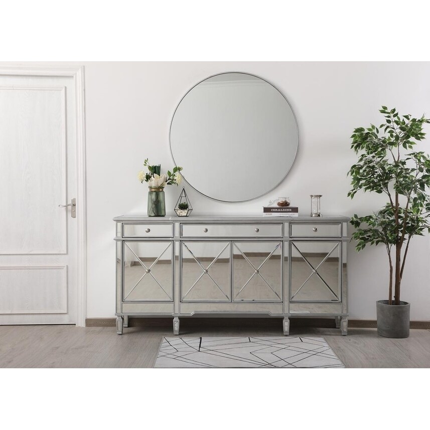 Shop Indigo Home 72 Mirrored Credenza In Silver On Sale