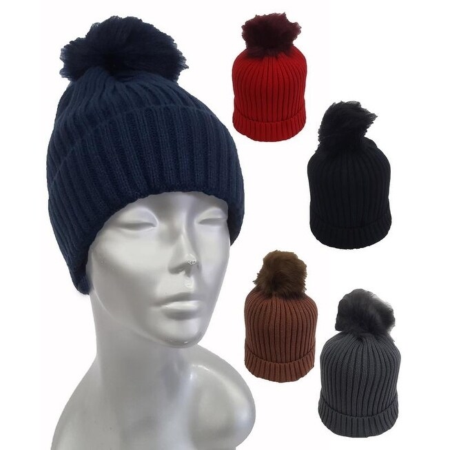 women's cable knit bobble hat