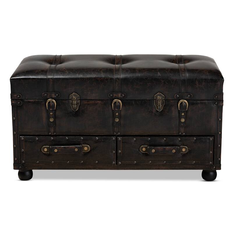 Flynn Modern Transitional Grey Upholstered Storage Trunk Ottoman