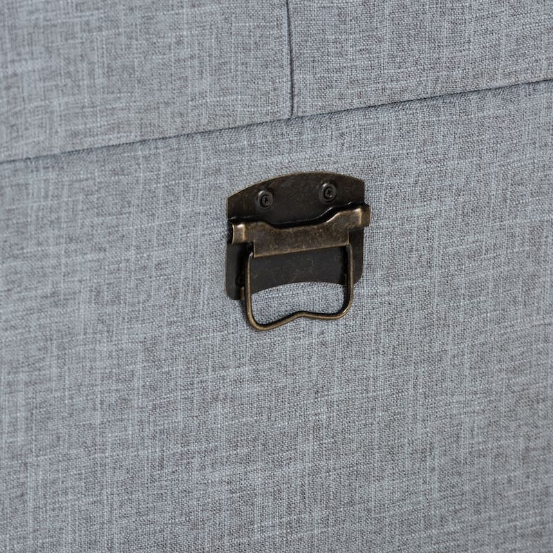 Flynn Modern Transitional Grey Upholstered Storage Trunk Ottoman