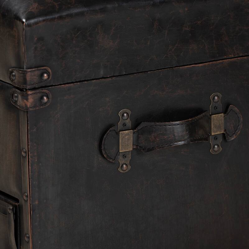 Flynn Modern Transitional Grey Upholstered Storage Trunk Ottoman