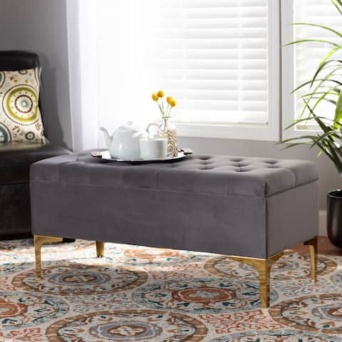 Valere Glam and Luxe Upholstered Storage Ottoman