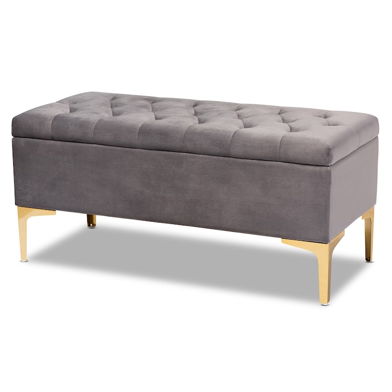 Valere Glam and Luxe Upholstered Storage Ottoman - Grey
