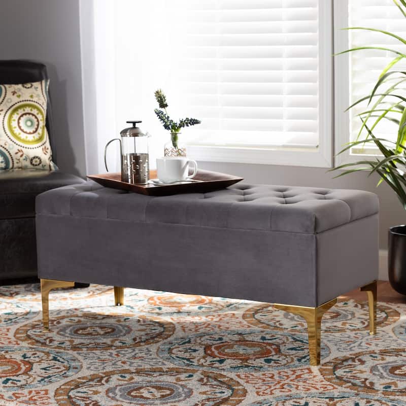 Valere Glam and Luxe Upholstered Storage Ottoman
