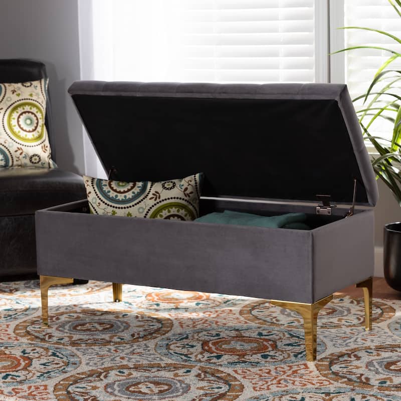Valere Glam and Luxe Upholstered Storage Ottoman