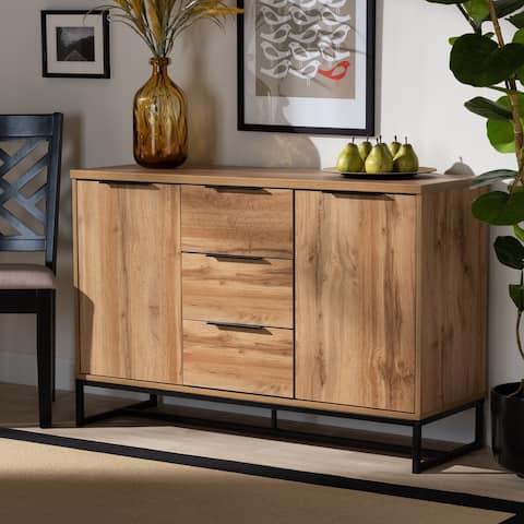 Carbon Loft Galloway Modern and Contemporary Industrial Oak Finished Sideboard Buffet - N/A