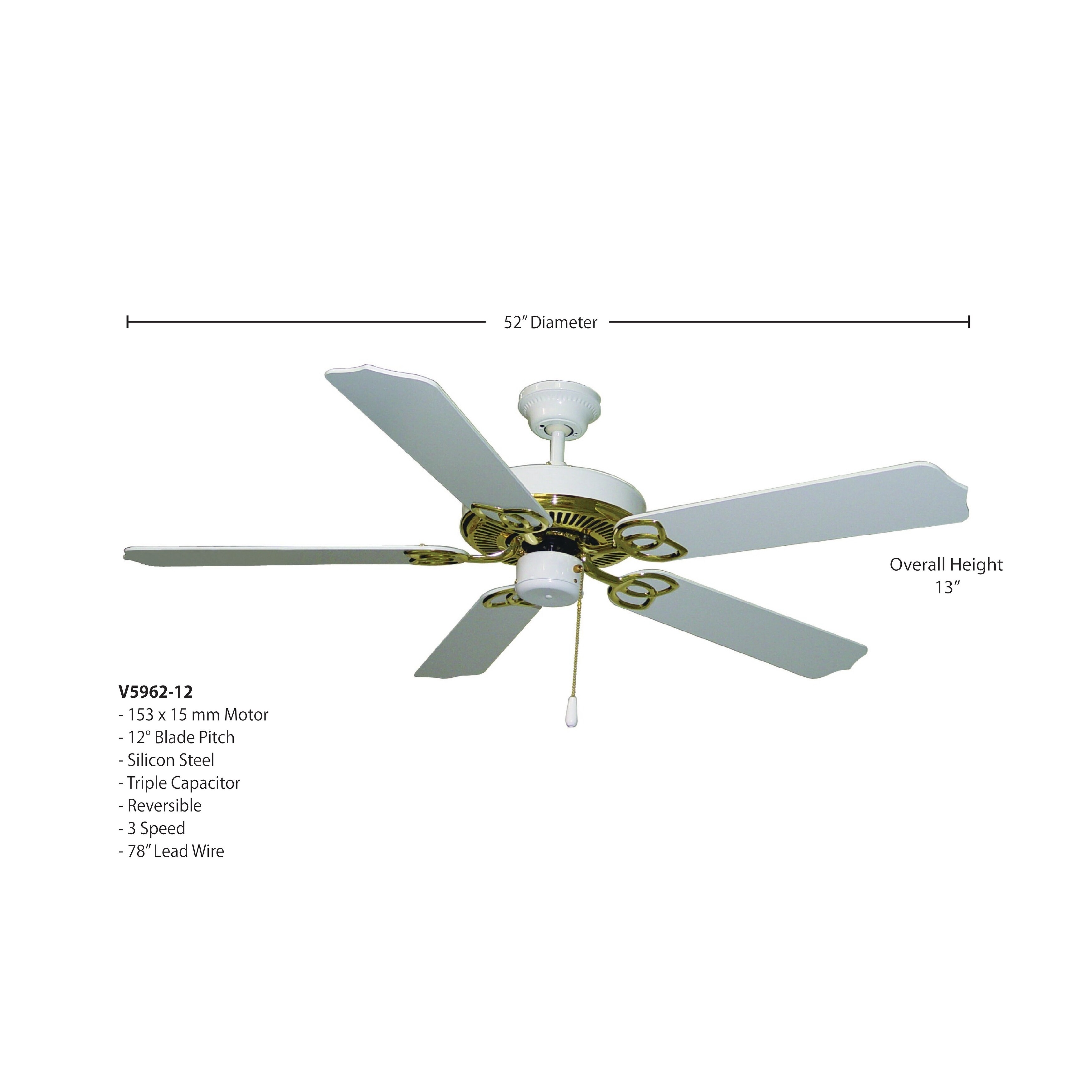Shop Copper Grove Innsbruck Polished Brass And White Ceiling Fan