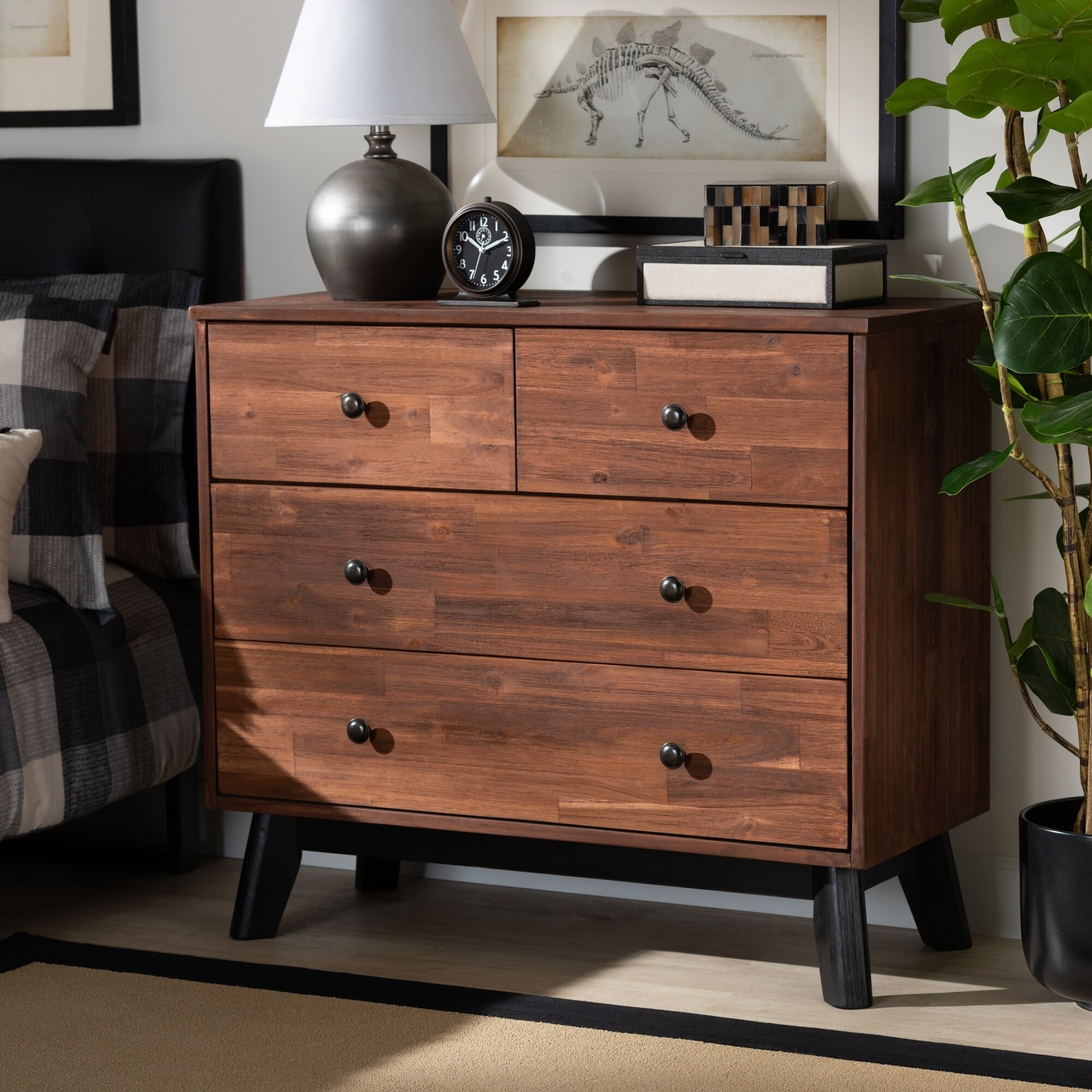Calla Modern And Contemporary Brown Black Oak Finished Contemporary Brown And Black Oak