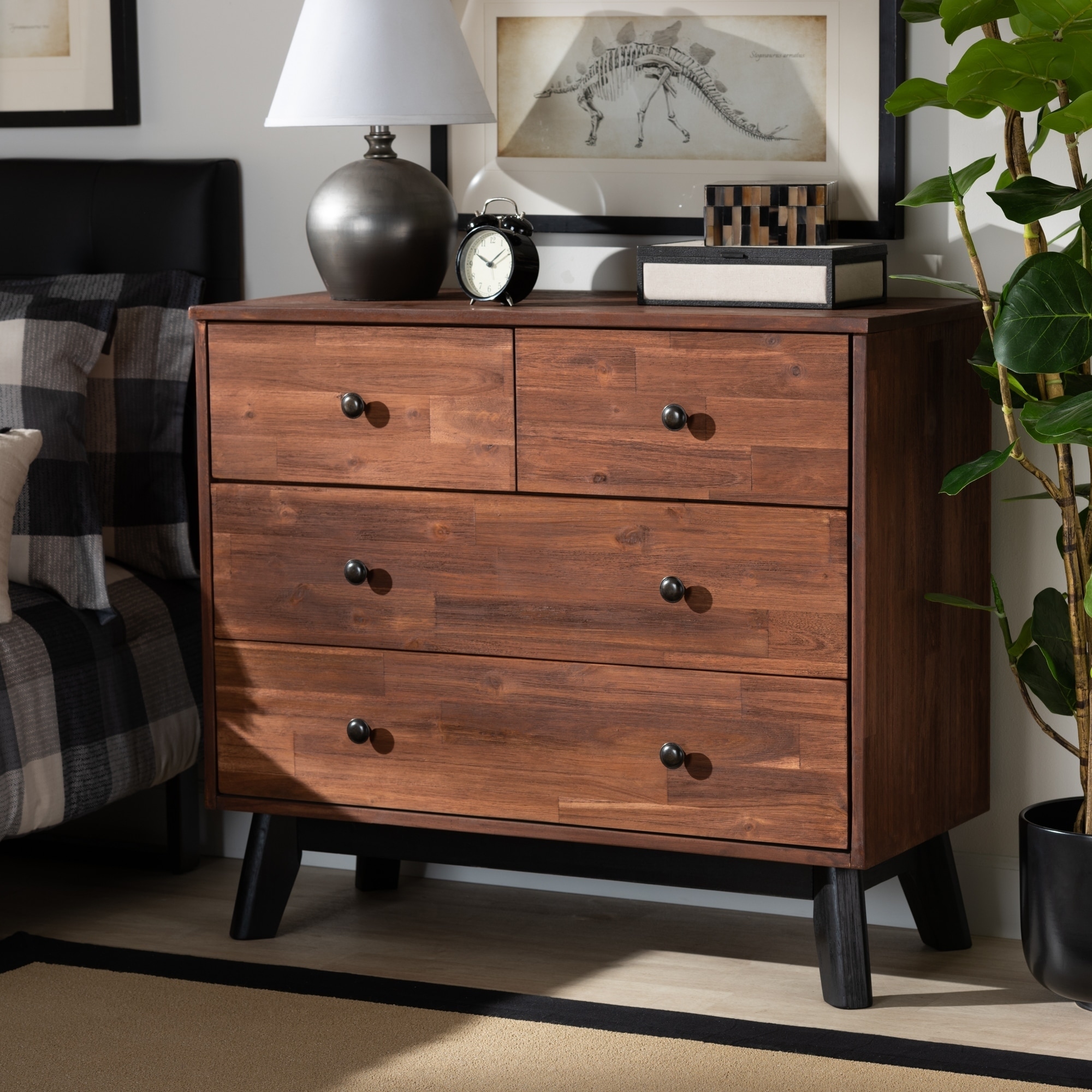Shop Calla Modern And Contemporary Brown And Black Oak Finished