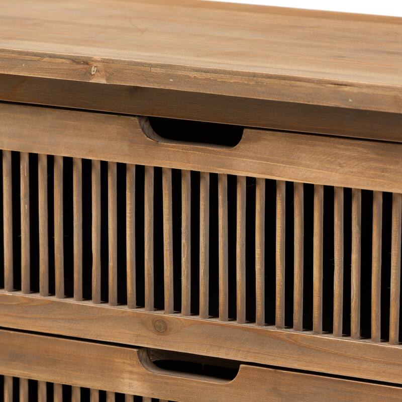 Clement Rustic Transitional Oak Finished 3-Drawer Storage Cabinet