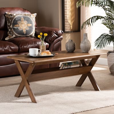 Sarai Modern Transitional Walnut Finished Wood Coffee Table