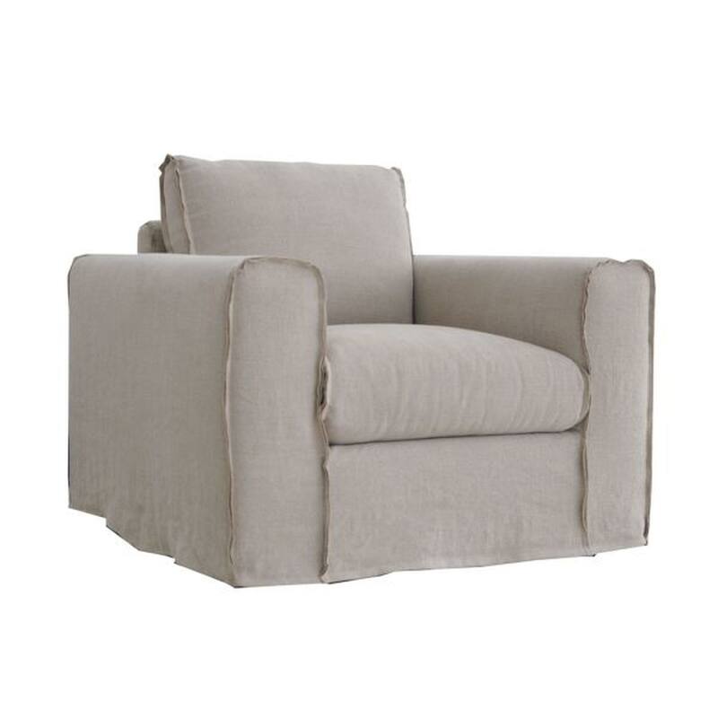 Artissance Peninsula Slipcovered Swivel Sofa Linen Chair, 30 Inch Tall, Grey Wash
