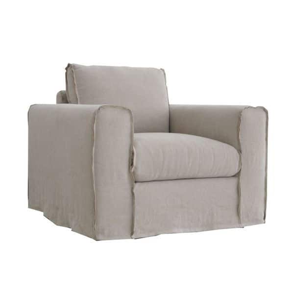 slide 1 of 1, Artissance Peninsula Slipcovered Swivel Sofa Linen Chair, 30 Inch Tall, Grey Wash