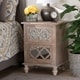 preview thumbnail 3 of 7, Baxton Studio Celia Transitional Rustic French Country White-Washed Wood and Mirror 2-Drawer Quatrefoil End Table