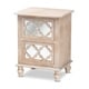 preview thumbnail 1 of 7, Baxton Studio Celia Transitional Rustic French Country White-Washed Wood and Mirror 2-Drawer Quatrefoil End Table Natural - 2-drawer
