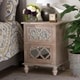 preview thumbnail 9 of 7, Baxton Studio Celia Transitional Rustic French Country White-Washed Wood and Mirror 2-Drawer Quatrefoil End Table