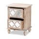 preview thumbnail 5 of 7, Baxton Studio Celia Transitional Rustic French Country White-Washed Wood and Mirror 2-Drawer Quatrefoil End Table
