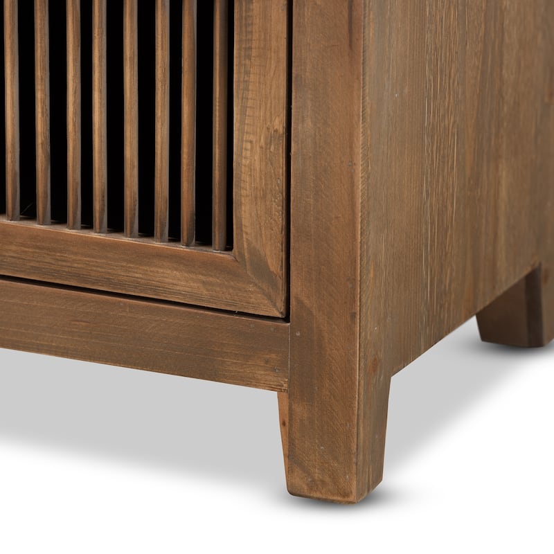 Baxton Studio Clement Rustic Transitional Medium Oak Finished 2-Drawer Wood Spindle End Table