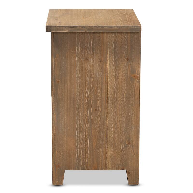 Baxton Studio Clement Rustic Transitional Medium Oak Finished 2-Drawer Wood Spindle End Table