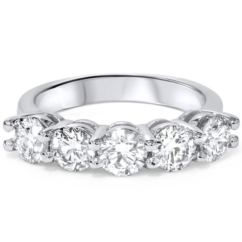 2ct Real Round Solitaire Diamond Wedding Anniversary 14K White Gold Ring