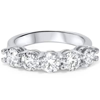 2ct Real Round Solitaire Diamond Wedding Anniversary 14K White Gold Ring