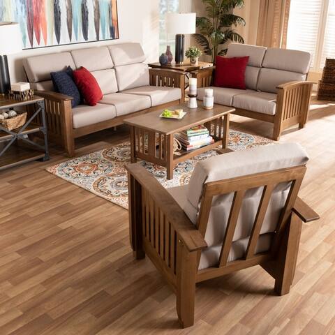 Charlotte Modern Classic Mission Style 3-Piece Living Room Set