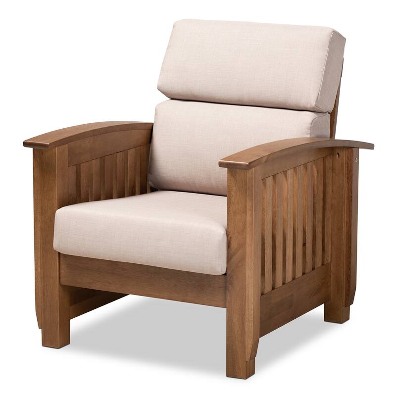 Charlotte Modern Classic Mission Style Upholstered Lounge Chair - Taupe