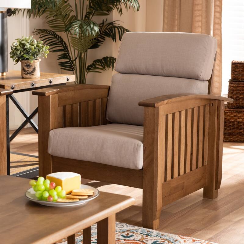 Charlotte Modern Classic Mission Style Upholstered Lounge Chair