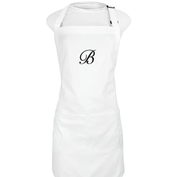 Kaufman Monogram FREE letter White apron with two pockets