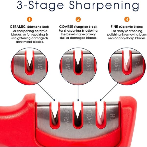 Shop Cheer Collection Culinary Knife Sharpener Professional 3 Stage Manual Knife Sharpening With Safety Glove On Sale Overstock 30117001