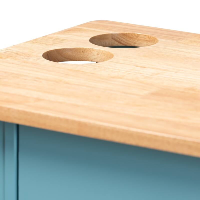 Copper Grove Hudaydah Modern Blue Kitchen Cart