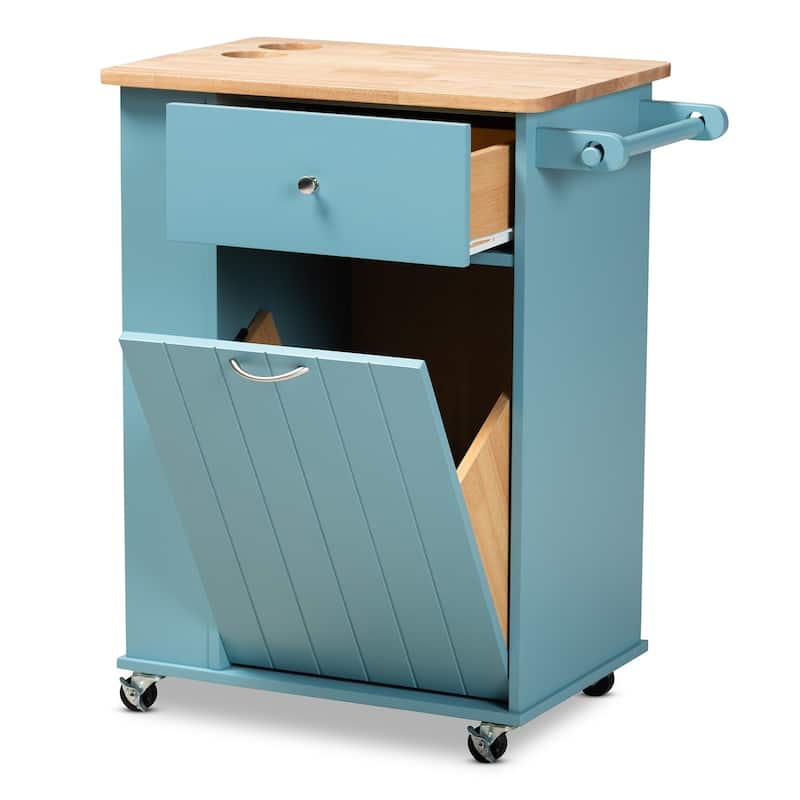Copper Grove Hudaydah Modern Blue Kitchen Cart