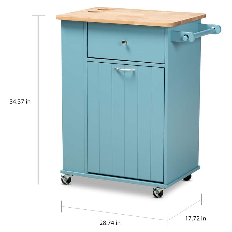 Copper Grove Hudaydah Modern Blue Kitchen Cart