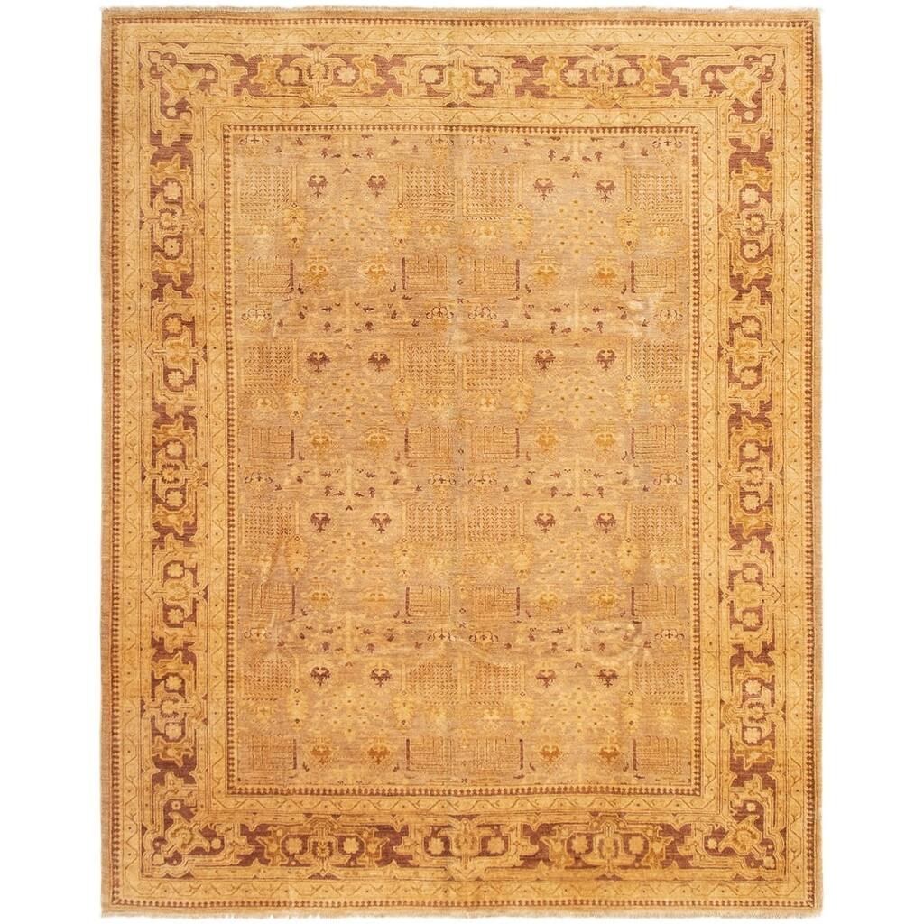 Hand-knotted Peshawar Oushak Beige Wool Rug - 9'3" x 11'7"/9'3 x 11'7