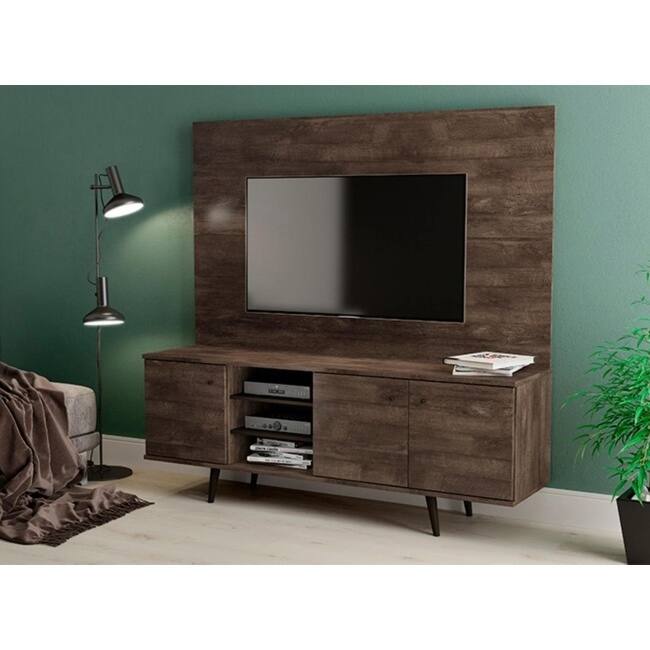 Carson Carrington Hitra Mid-century Modern Entertainment Center - Distressed Brown