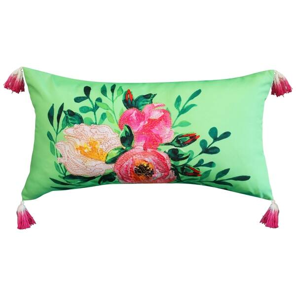 Shop Edie At Home Outdoor Embroidered Rose Tassel Decorative